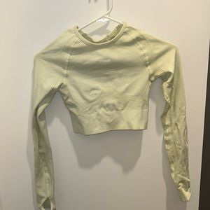 Gymshark flex sports long sleeve crop top in light green marl
